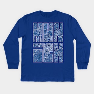 Munich, Germany City Map Typography - Blueprint Kids Long Sleeve T-Shirt